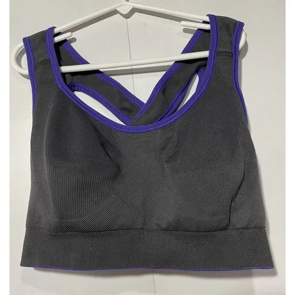Victorias Secret sexy Sports bra Large Gray wireless Strappy Back Yoga Gym Sport - Picture 1 of 3